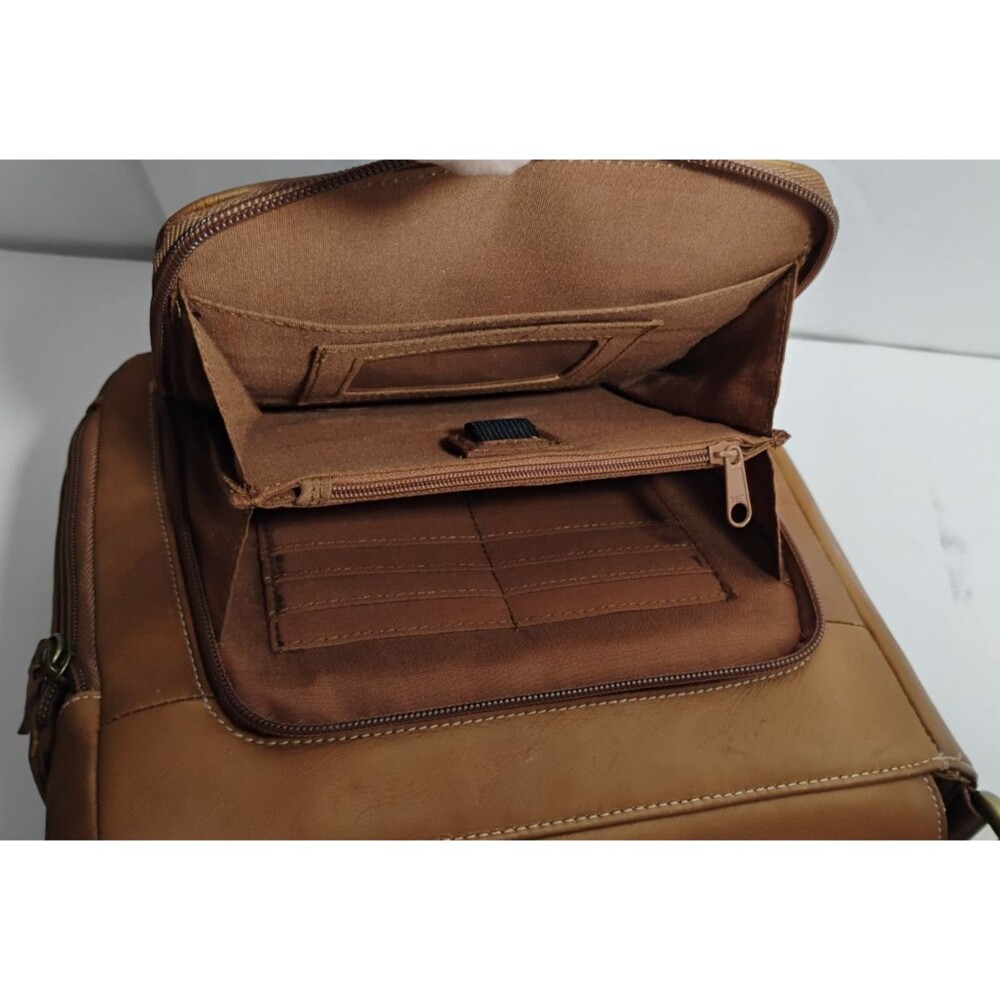 Vintage GIANI BERNINI Brown Leather Crossbody Purse 9x9 NWD - Picture 9 of 16